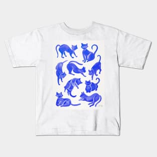 blue cat positions Kids T-Shirt